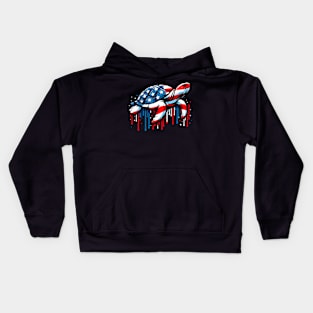 Paint Drip Turtle American USA Flag 4th of July Turtle Kids Hoodie